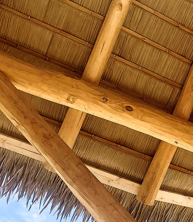 nipa thatch installed with rail