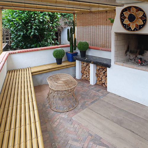 synthetic bamboo poles as column wraps
