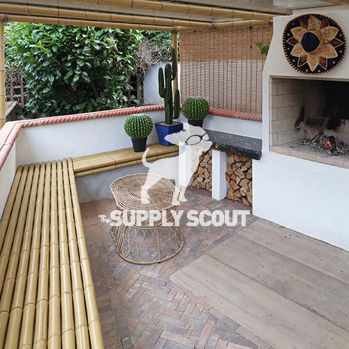 synthetic bamboo poles as column wrap