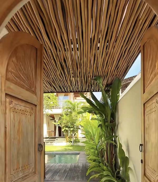 eucalyptus pole shade for entrance door