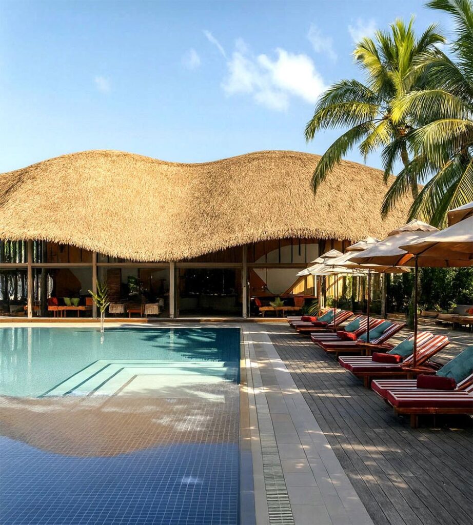 nipa synthetic thatch roof on resort